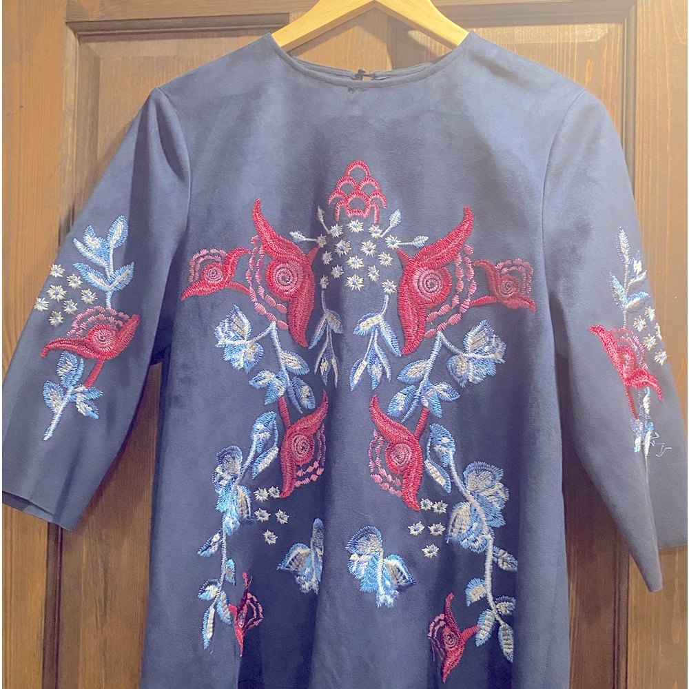 Faux suede blue Zara blouse